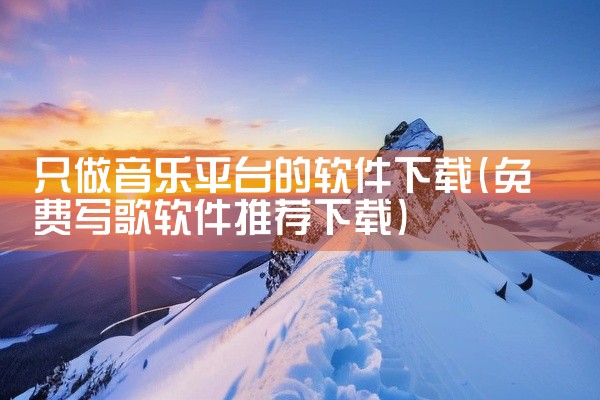 只做音乐平台的软件下载