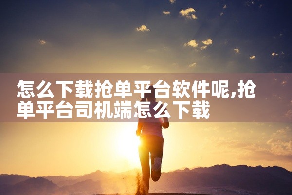 怎么下载抢单平台软件呢